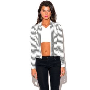 Striped Open Blazer